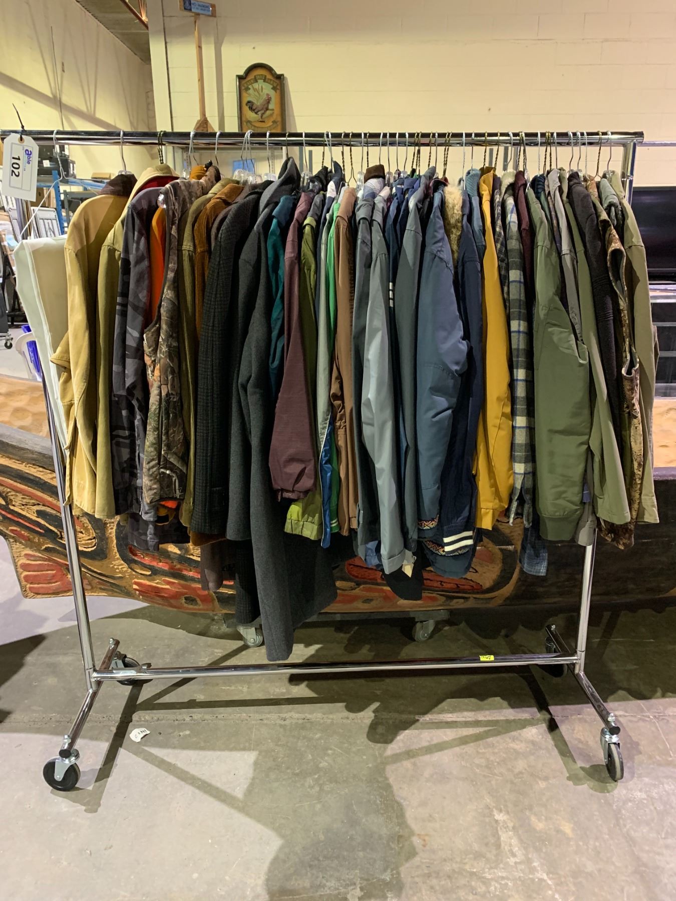 RACK OF ASSORTED CLOTHING INCLUDING'; JACKETS, VESTS & JEANS (RACK ...