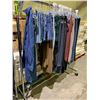 Image 2 : RACK OF ASSORTED CLOTHING INCLUDING; SKIRTS, JEANS, YOGA PANTS & MORE (RACK INCLUDED)