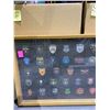 Image 2 : LARGE SHADOWBOX OF ASSORTED BADGE PRINTS APPROX 97" LONG