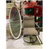 Image 1 : OVAL SHAPED LEAD GLASS WINDOW DOUBLE PANED  AND OUTDOOR SWIVEL CHAIR