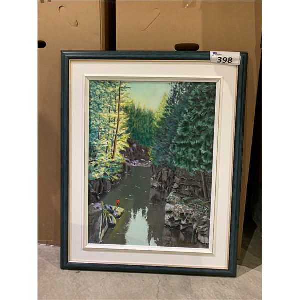 FRAMED ORIGINAL OIL ON CANVAS BY RICHARD PRUTTON TITLED "CAPILANO CANYON" APPROX 32"X25.5"