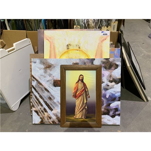 LARGE LOT OF RELIGIOUS ARTWORK