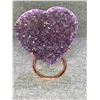 Image 1 : AMETHYST HEART ON ROSE GOLD STAND APPROX 4.5" RETAIL $1200