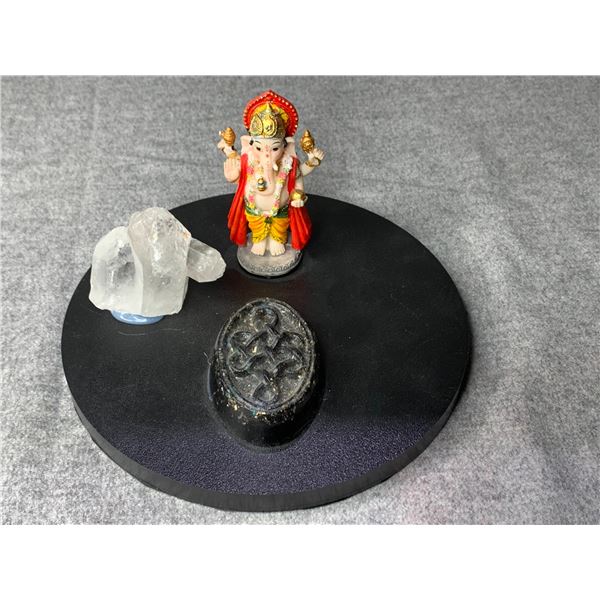 LORD GANESH WITH CLEAR QUARTZ (GRID) RETAIL $1200