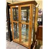 Image 1 : OAK BEVELED GLASS CHINA CABINET WITH KEY