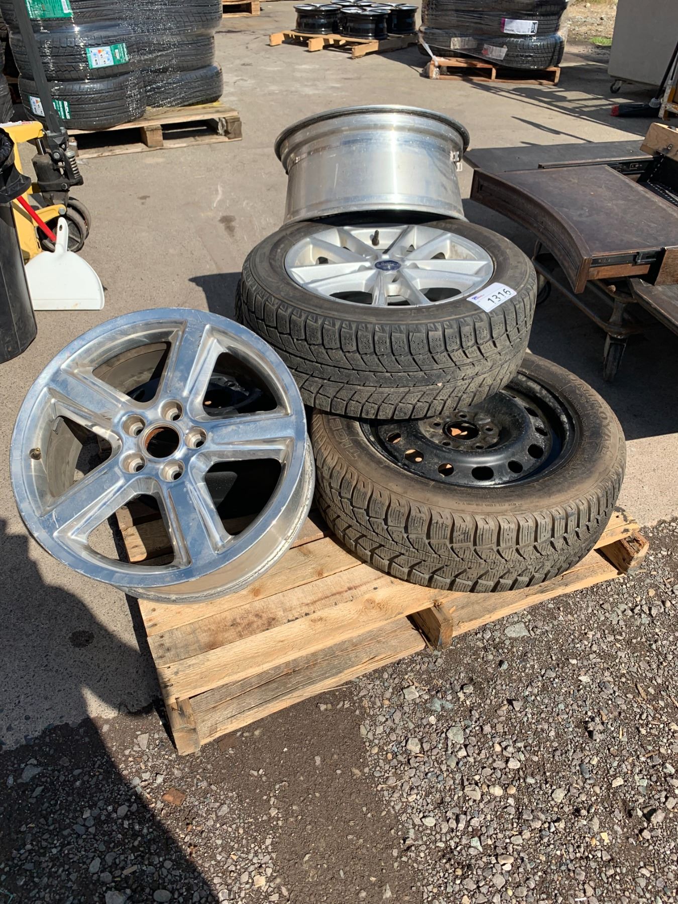 Metal Pressing Rims 3 ASSORTED TIRES MOUNTED ON ASSORTED METAL RIMS & 3 ASSORTED METAL RIMS ...