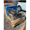 Image 2 : PALLET OF ASSORTED ITEMS INCLUDING; MULTIPURPOSE RUBBER BANDS, LOAD STRAPS, WALL MOUNT 2 DOOR METAL