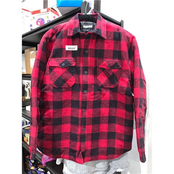 Aggressor Red / Black Check  Size LG Quilt Lined DoeSkin Work Shirt