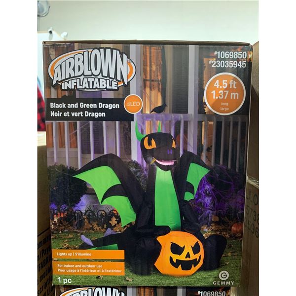 Airblown Inflatable Black & Green Dragon 4.5ft