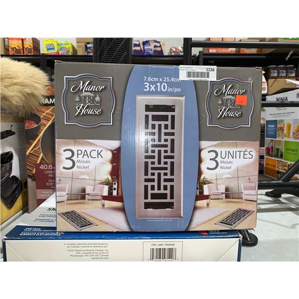 Manor House 3 Pack Mosaic Nickle  3"x10"  Vent Covers