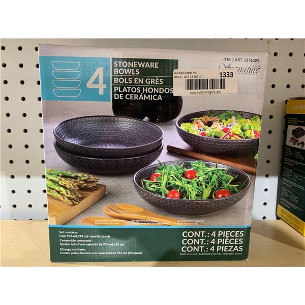 Set of 4 Stoneware Salad Bowls