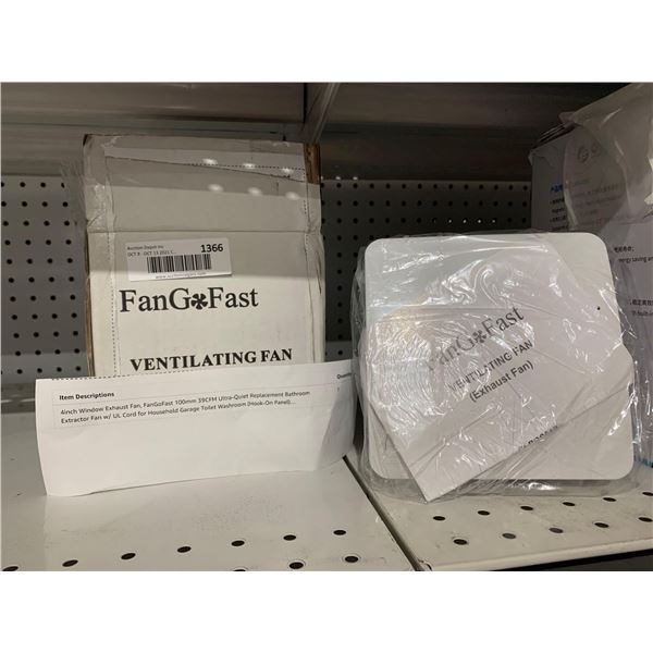 4inch Window Exhaust Fan, FanGoFast 100mm 39CFM Ultra-quiet Replacement Bathroom Extractor Fan with 