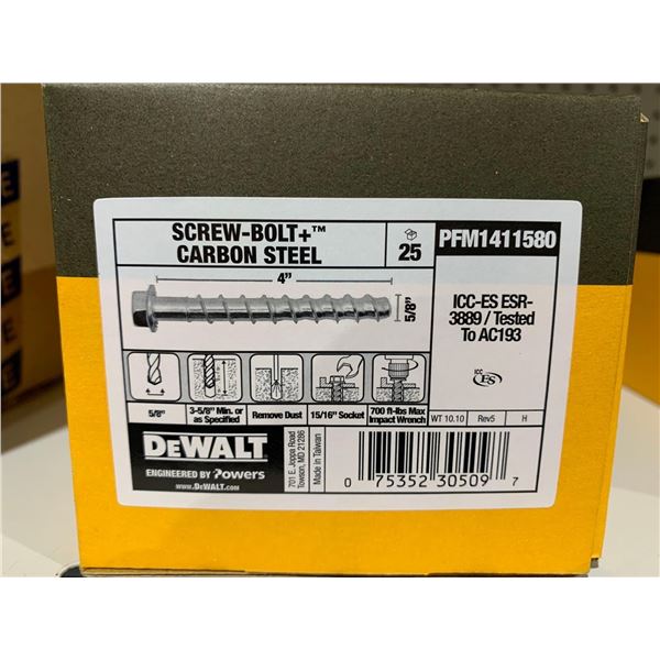 Dewalt Carbon Steel Screw-Bolt+ 4" - 25 Pc