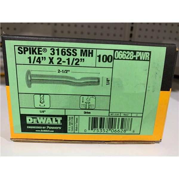 DeWalt Spike 316SS 1/4x2-1/2" 100 Pc