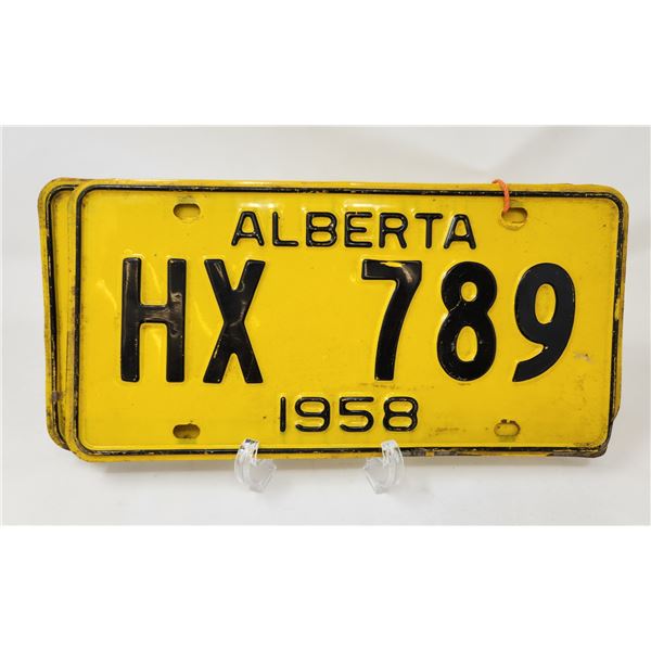 Set of 1958 Alberta License Plates