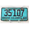 Image 1 : 1960 British Columbia License Plate