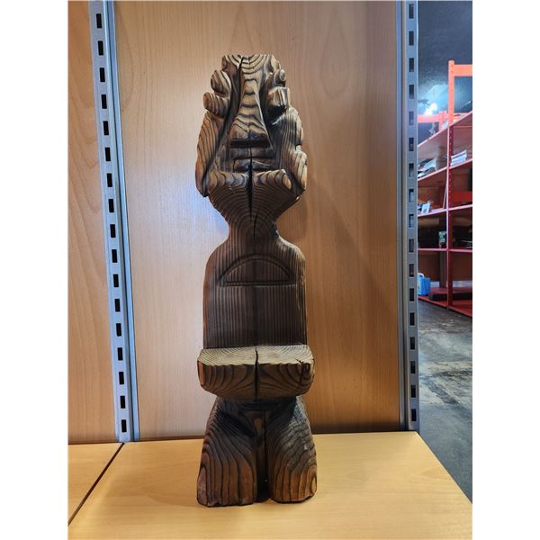 Vintage Wooden Chainsaw Carving 28" Tall