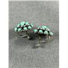 Image 4 : Vintage 925 Sterling Ring with Turquoise Stone & Screw back Earring with Turquoise Stones