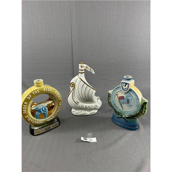 3 Vintage Liquor Decanters - Cognac & 2 James Beam