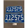 Image 1 : 1969 British Columbia License Plate Pair