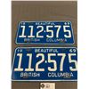 Image 2 : 1969 British Columbia License Plate Pair