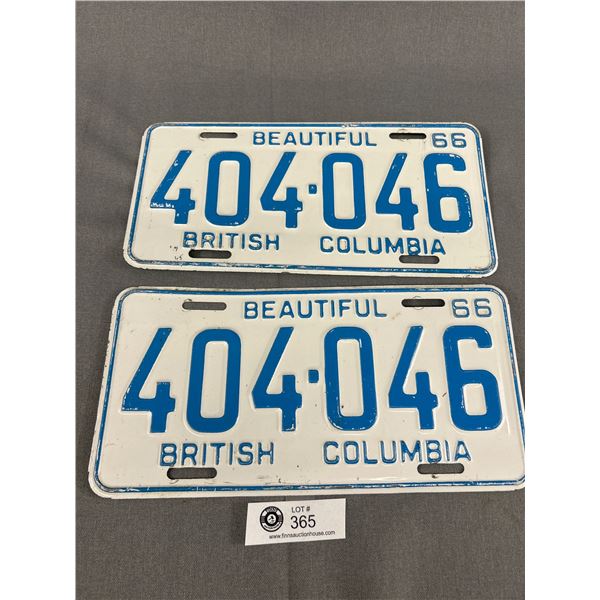 1966 British Columbia License Plate Pair