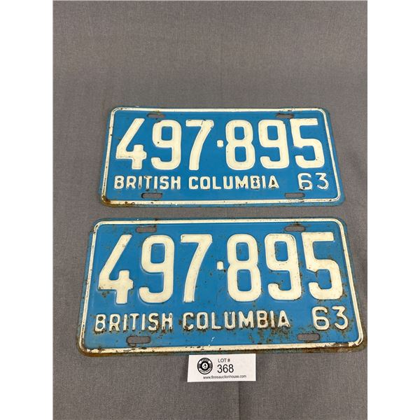 1963 British Columbia License Plate Pair