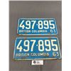 Image 1 : 1963 British Columbia License Plate Pair