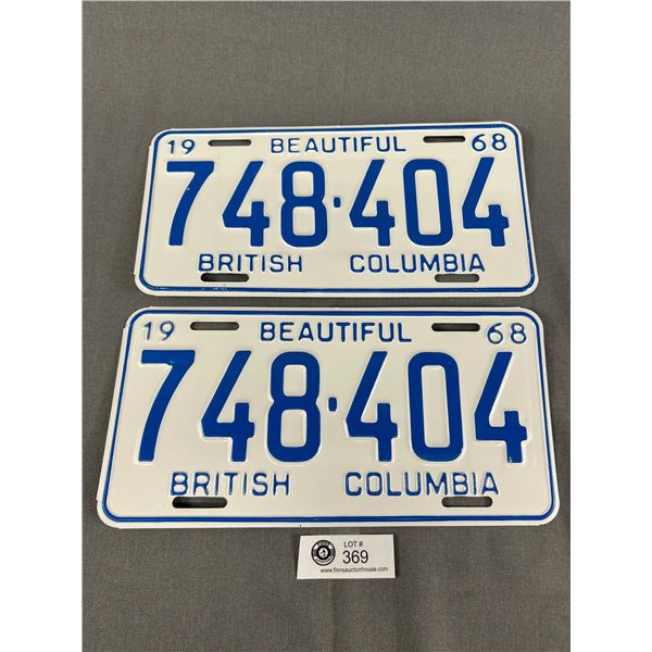 1968 British Columbia License Plate Pair