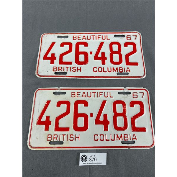 1967 British Columbia License Plate Pair