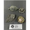 Image 1 : 4 Vintage Rhinestone Brooches 2 have 1 Stone Missing