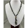 Image 2 : Tumbled Black Alaska Diamond Stone with Silver Beads Necklace with Tassels