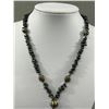 Image 3 : Tumbled Black Alaska Diamond Stone with Silver Beads Necklace with Tassels