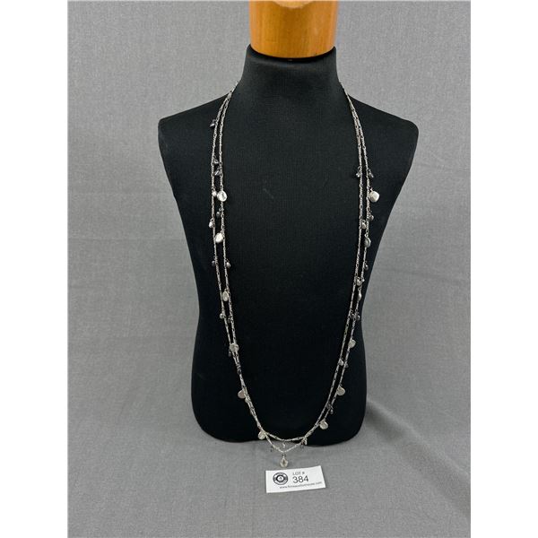 Double Strand & Extra Length Silver Necklace with Large Lobster Clasp