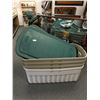 Image 1 : Lot Of 4 - 50 Gallon Rubbermaid Containers w/ Lids NO SHIPPING