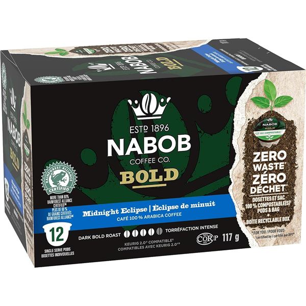 3 NEW BOXES OF 12 NABOB BOLD DARK ROAST KEURIG