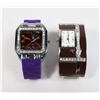 Image 1 : 2 QUARTZ WRIST BAND WATCHES PURPLE ONE WORKING