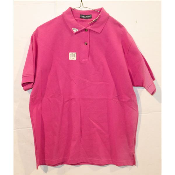 NEW PAGE & TUTTLE WOMEN'S PIQUE POLO, FUSHIA LARGE