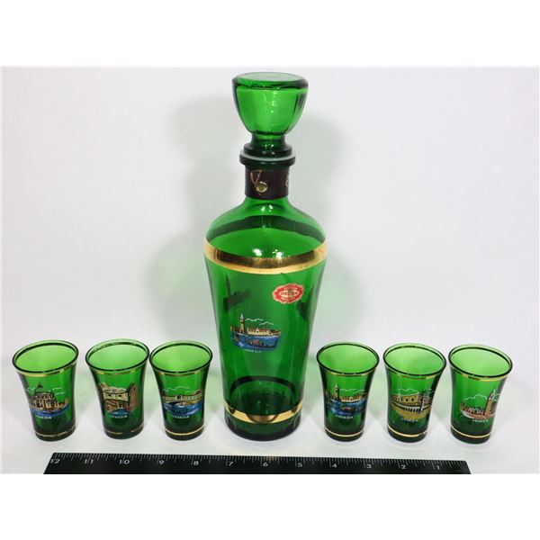 GLASS LIQOURE DECANTER WITH 6 SHOT GLASSES