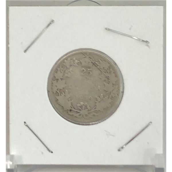 1919 Canadian Silver 25 Cent Coin