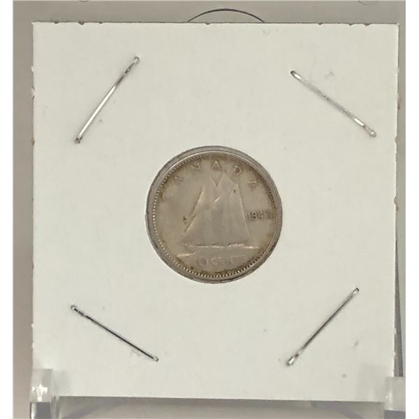 1947 Canadian Silver 10 Cent Coin