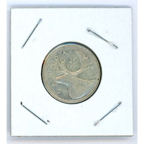 1963 Canadian Silver 25 Cent Coin