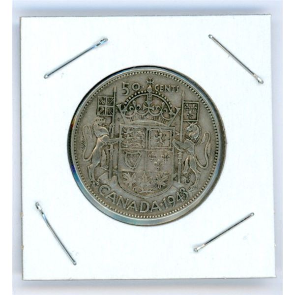 1943 Canadian Silver 50 Cent Coin