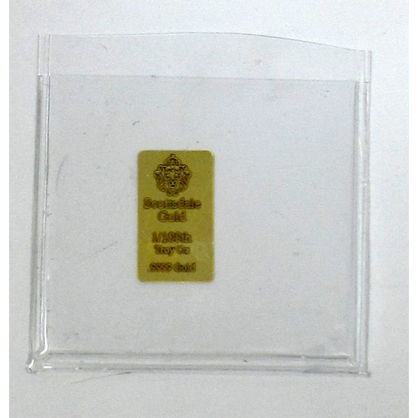 1/100 Oz .9999 Fine Gold Scottsdale Lion Bar