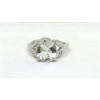 Image 1 : Green Amethyst & Diamond Sterling Silver Ring - Size 6