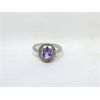 Image 1 : Sterling Silver Amethyst & Diamond Ring - Size 5