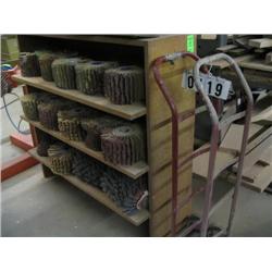 WOODEN SHELF & (2) DOLLIES