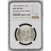 Image 1 : Great British, 1942, King Edward VI  1/2 Crown Silver coin, NGC UNC Details.