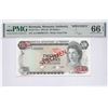 Image 1 : Bermuda, 1981 - 84, $20, A/2 000000 014. Specimen. PMG 66EPQ.