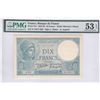 Image 1 : France, 1925, 10 Francs, N. 17871 029. PMG 53EPQ.  Scarce in "EPQ" condition. Only 1 Finer (55EPQ) w